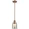 Bell 5" Wide Antique Copper Mini Pendant with Mercury Glass