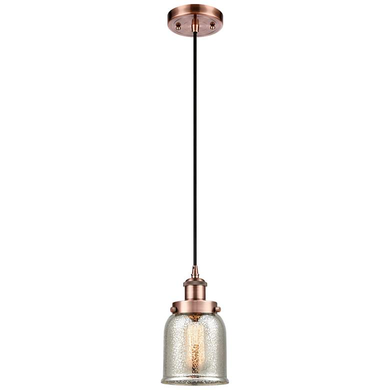 Image 1 Bell 5" Wide Antique Copper Mini Pendant with Mercury Shade