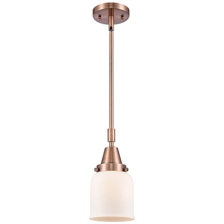 Image 1 Bell 5" Wide Antique Copper Mini Pendant with White Glass