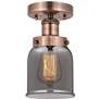 Bell 5" Wide Antique Copper Semi.Flush Mount With Plated Smoke Glass S