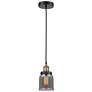 Bell 5" Wide Black Brass Corded Mini Pendant w/ Plated Smoke Shade