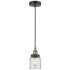 Bell 5" Wide Black Brass Corded Mini Pendant With Clear Shade