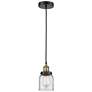 Bell 5" Wide Black Brass Corded Mini Pendant With Clear Shade