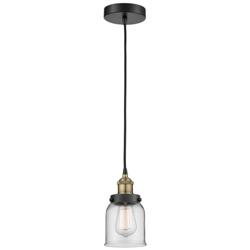 Bell 5&quot; Wide Black Brass Corded Mini Pendant With Clear Shade