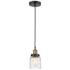 Bell 5" Wide Black Brass Corded Mini Pendant With Deco Swirl Shade