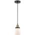 Bell 5" Wide Black Brass Corded Mini Pendant With Matte White Shade