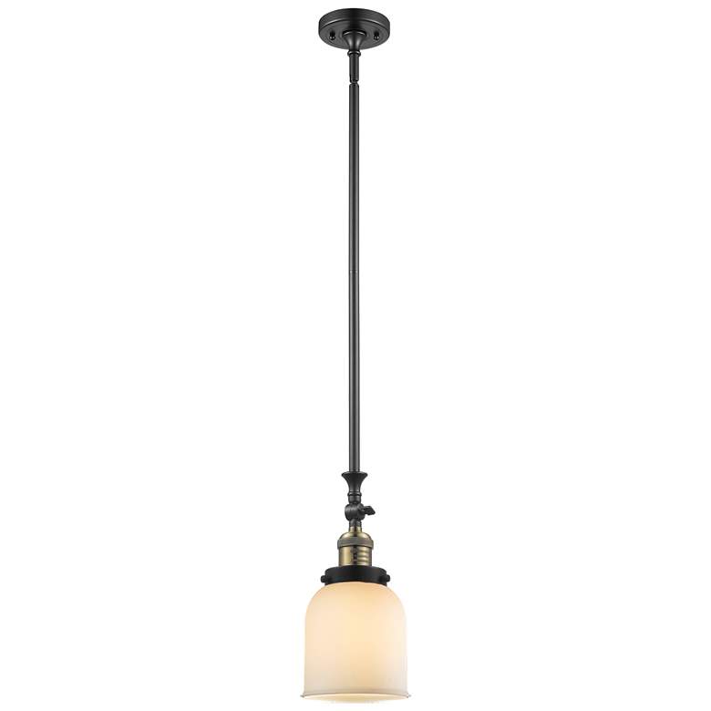 Image 1 Bell 5" Wide Black Brass Stem Hung Tiltable Mini Pendant w/ White Shad