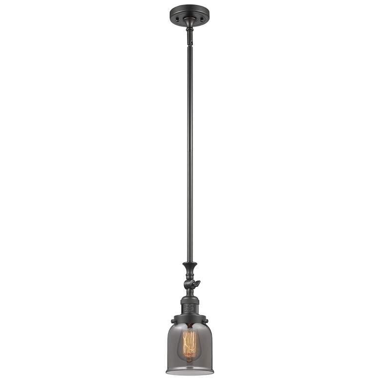 Image 1 Bell 5" Wide Bronze Stem Hung Tiltable Mini Pendant w/ Plated Smoke Sh