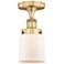 Bell 5" Wide Brushed Brass Semi.Flush Mount With Matte White Glass Sha