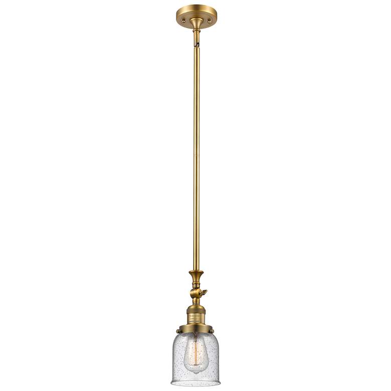 Image 1 Bell 5" Wide Brushed Brass Stem Hung Tiltable Mini Pendant w/ Seedy Sh
