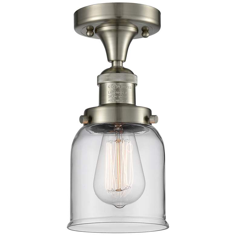 Image 1 Bell 5" Wide Brushed Satin Nickel Semi Flush Mount w/ Clear Shade