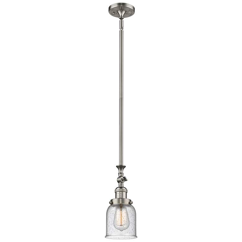 Image 1 Bell 5" Wide Brushed Satin Nickel Stem Hung Mini Pendant w/ Seedy Shad