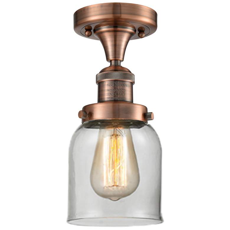 Image 1 Bell 5" Wide Copper Semi Flush Mount w/ Clear Shade