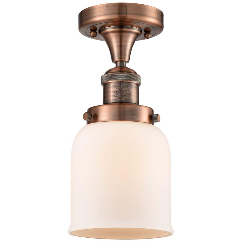 Image 1 Bell 5" Wide Copper Semi Flush Mount w/ Matte White Shade