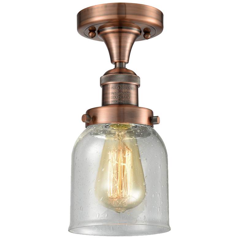 Image 1 Bell 5" Wide Copper Semi Flush Mount w/ Seedy Shade