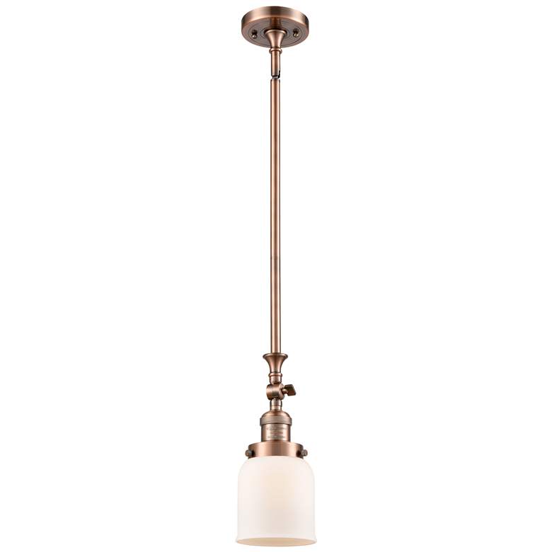 Image 1 Bell 5" Wide Copper Stem Hung Tiltable Mini Pendant w/ Matte White Sha
