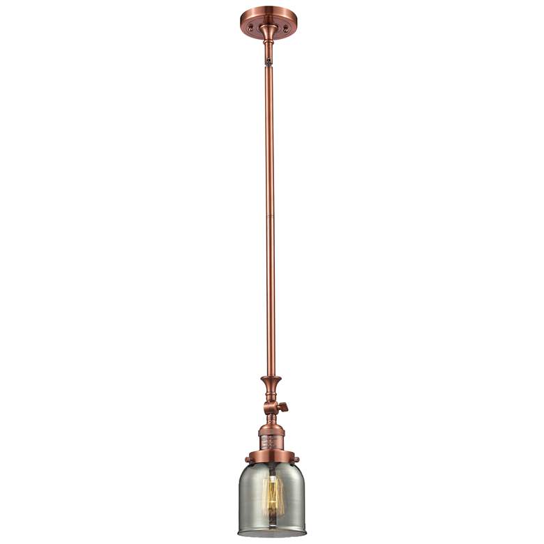 Image 1 Bell 5 inch Wide Copper Stem Hung Tiltable Mini Pendant w/ Plated Smoke Sh