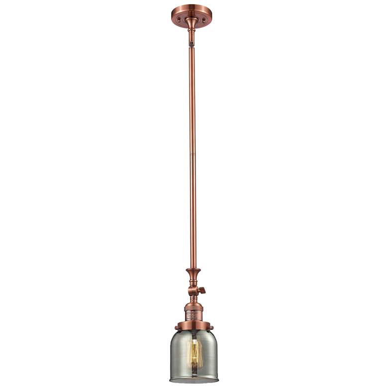 Image 1 Bell 5" Wide Copper Stem Hung Tiltable Mini Pendant w/ Plated Smoke Sh