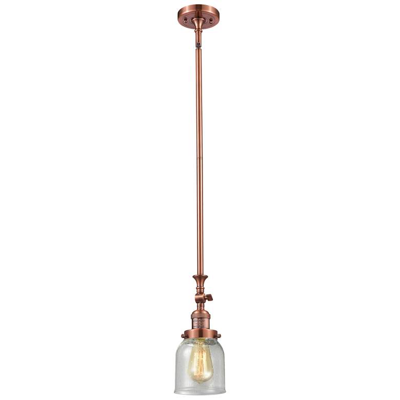 Image 1 Bell 5 inch Wide Copper Stem Hung Tiltable Mini Pendant w/ Seedy Shade