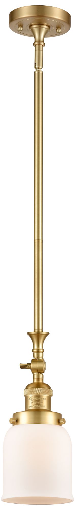 Bell 5" Wide Gold Stem Hung Tiltable Mini Pendant w/ Matte White Shade
