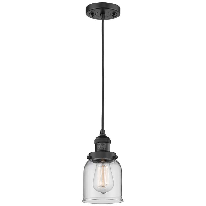 Image 1 Bell 5" Wide Matte Black Mini Pendant w/ Clear Glass