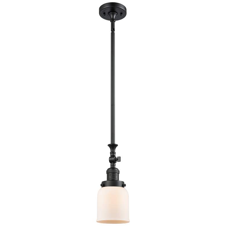 Image 1 Bell 5" Wide Matte Black Stem Hung Tiltable Mini Pendant w/ White Shad