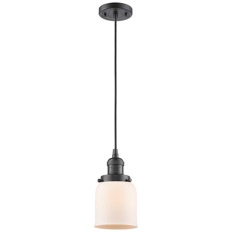 Image 1 Bell 5" Wide Oil-Rubbed Bronze Mini Pendant with White Shade