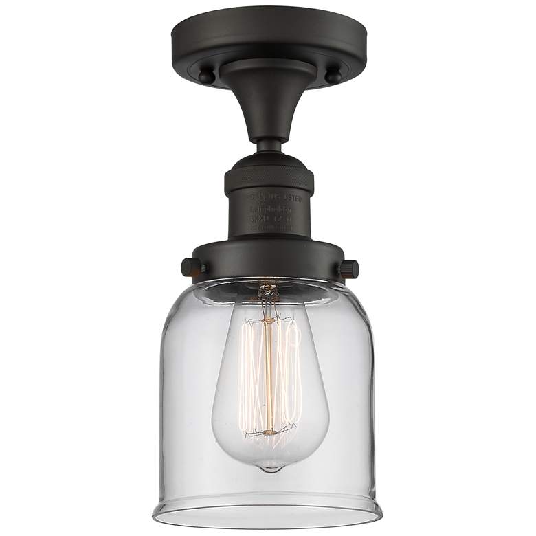 Image 1 Bell 5" Wide Oil Rubbed Bronze Semi Flush Mount w/ Clear Shade