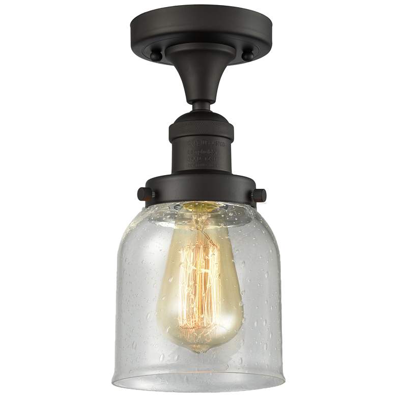 Image 1 Bell 5" Wide Oil Rubbed Bronze Semi Flush Mount w/ Seedy Shade
