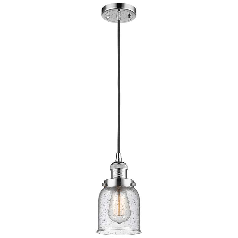Image 1 Bell 5" Wide Polished Chrome Mini Pendant with Seedy Glass