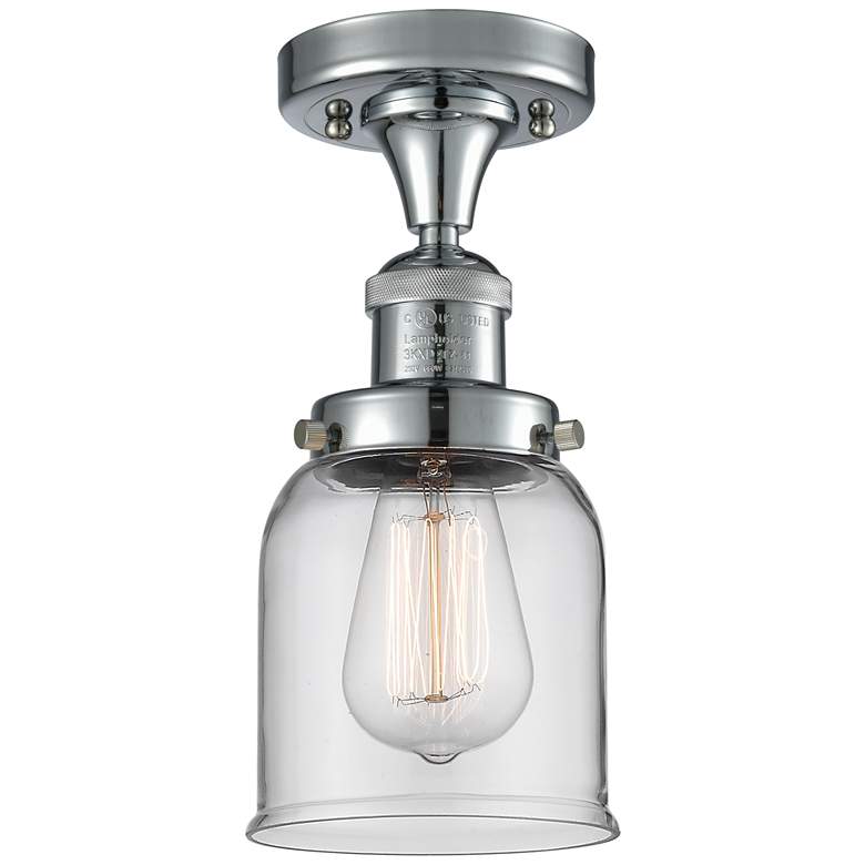 Image 1 Bell 5" Wide Polished Chrome Semi Flush Mount w/ Clear Shade