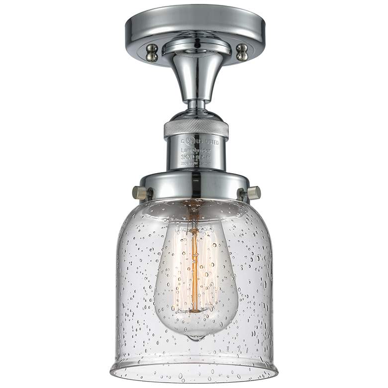 Image 1 Bell 5" Wide Polished Chrome Semi Flush Mount w/ Seedy Shade