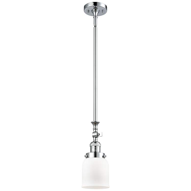 Image 1 Bell 5" Wide Polished Chrome Stem Hung Tiltable Mini Pendant w/ White