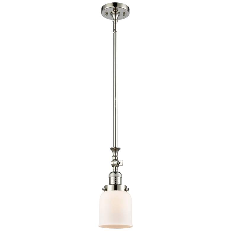 Image 1 Bell 5" Wide Polished Nickel Stem Hung Tiltable Mini Pendant w/ White