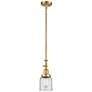 Bell 5" Wide Satin Gold Stem Hung Tiltable Mini Pendant w/ Clear Shade
