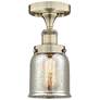 Bell 5"W Antique Brass Semi.Flush Mount w/ Mercury Glass Shade