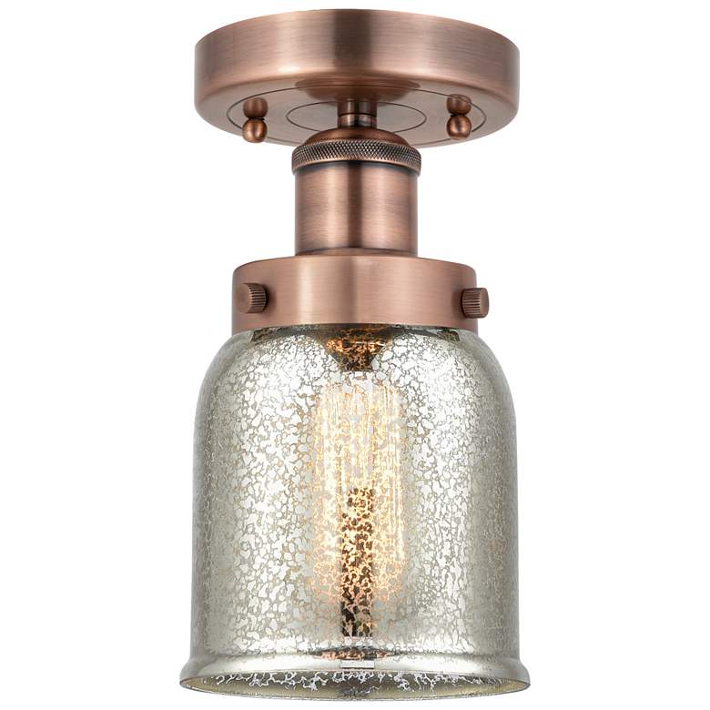 Image 1 Bell 5"W Antique Copper Semi.Flush Mount w/ Mercury Glass Shade