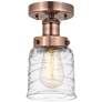 Bell 5"W Antique Copper Semi.Flush Mount With Clear Deco Swirl Glass S
