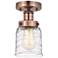 Bell 5"W Antique Copper Semi.Flush Mount With Clear Deco Swirl Glass S