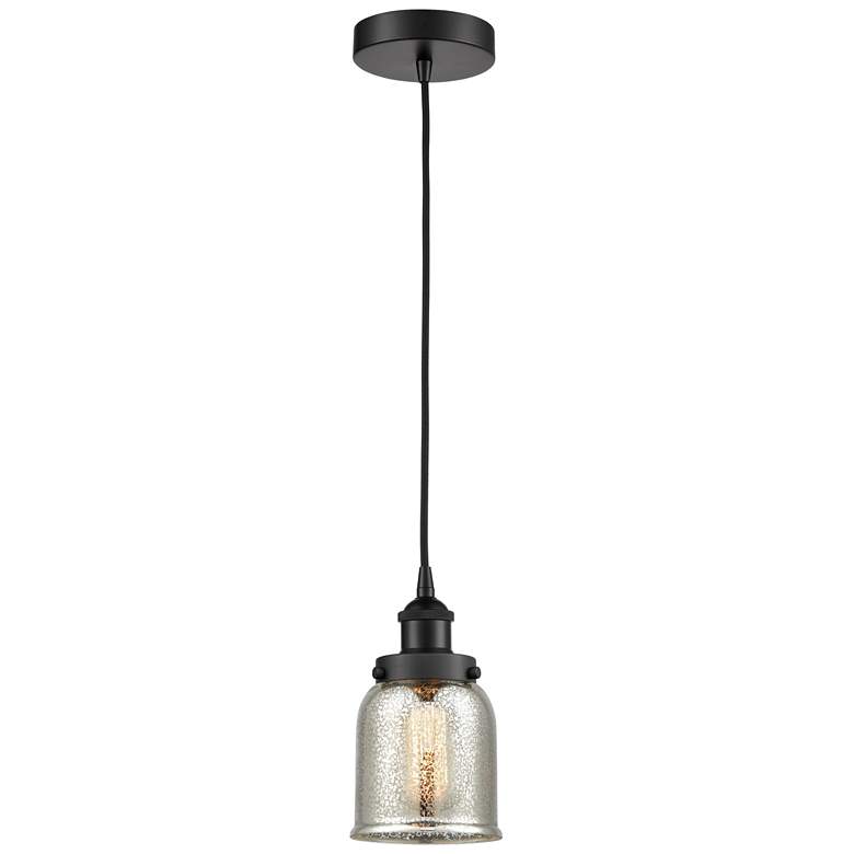 Image 1 Bell 5"W Matte Black Corded Mini Pendant w/ Silver Mercury Shade