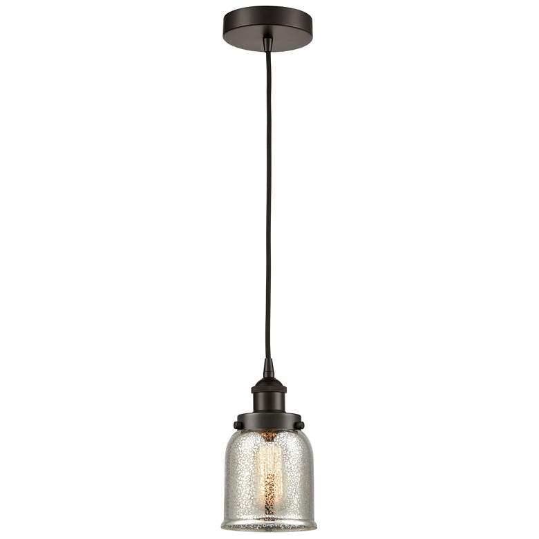 Image 1 Bell 5"W Oil Rubbed Bronze Corded Mini Pendant w/ Silver Mercury Shade
