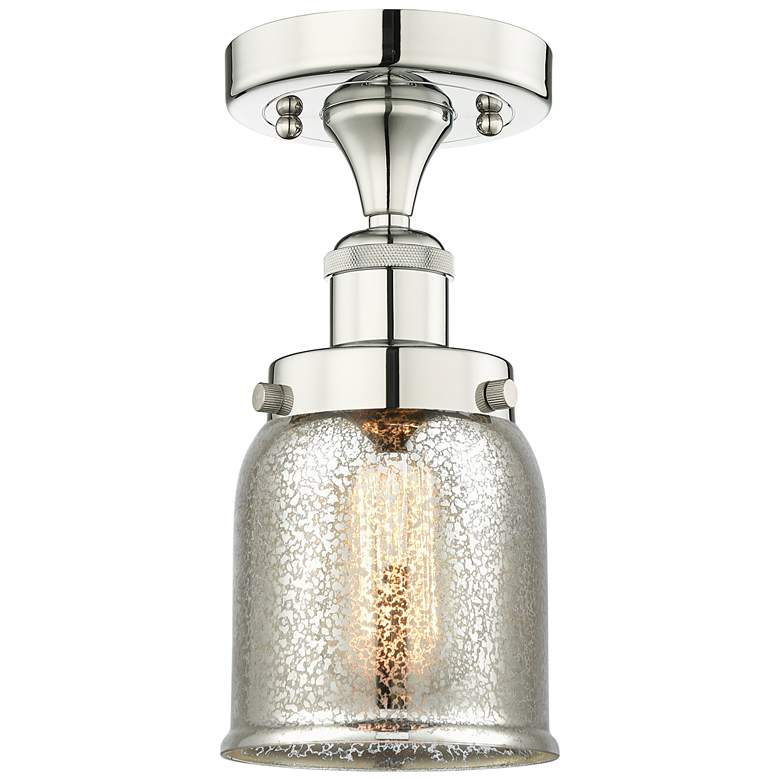 Image 1 Bell 5"W Polished Nickel Semi.Flush Mount w/ Mercury Glass Shade