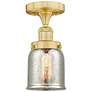 Bell 5"W Satin Gold Semi.Flush Mount With Silver Plated Mercury Glass 