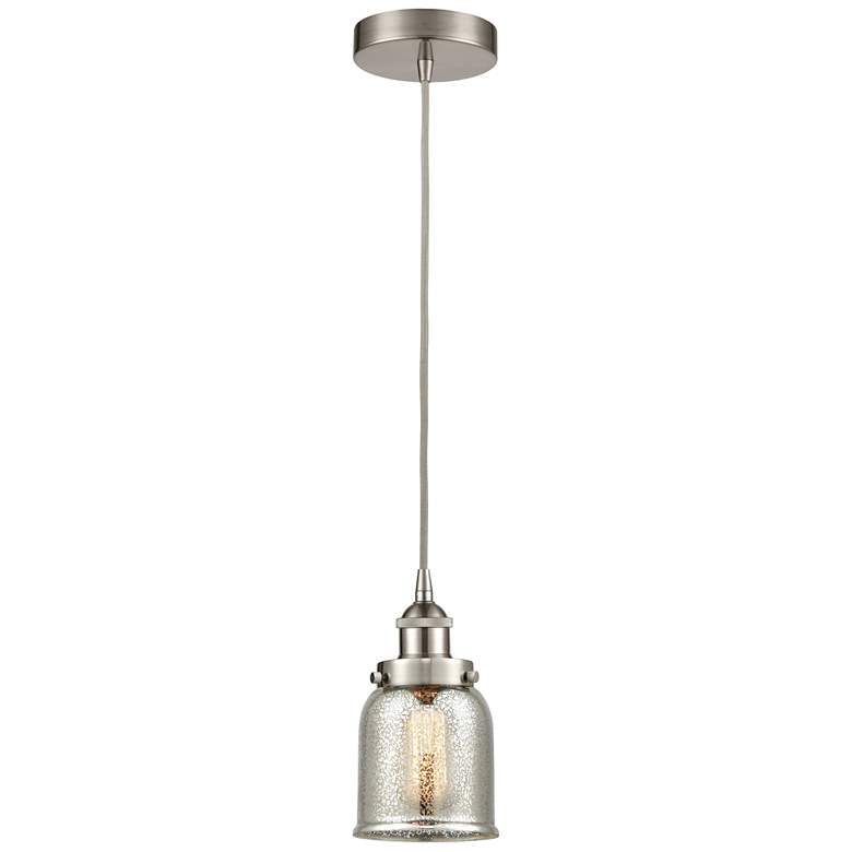 Image 1 Bell 5"W Satin Nickel Corded Mini Pendant w/ Silver Mercury Shade