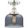 Bell 7.75"W Polished Nickel Semi.Flush Mount With Plated Smoke Glass S