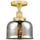 Bell 7.75"W Satin Gold Semi.Flush Mount w/ Mercury Glass Shade