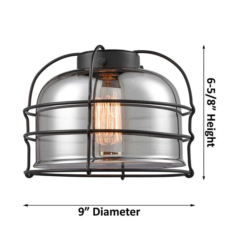 Image 4 Bell 7 3/4" Wide Black Antique Brass LED Ceiling Light more views