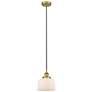 Bell 7 3/4" Wide Brushed Brass and White Glass Mini Pendant