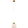 Bell 7 3/4" Wide Brushed Brass and White Glass Mini Pendant