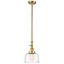 Bell 7 3/4" Wide Satin Gold Mini Pendant with Clear Glass